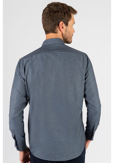 Tudors Klasik Fit Rahat Kesim Poplin Oxford Erkek Gömlek-23441 Gri