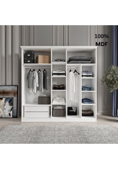 Soho 5 Kapak Mdf Gardırop Beyaz