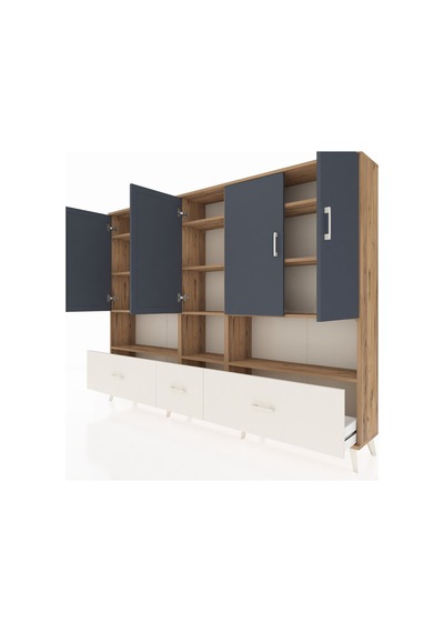 Arges Dolap 12 Raflı 3 Çekmeceli 5 Kapaklı 220x30x163 Çam-antrasit/aytaşı Antrasıt/aytası - Atlas Çam Arges Dolap 12 Raflı 3 Çekmeceli 5 Kapaklı 220x30x163 Çam-antrasit/aytaşı Antrasıt/aytası - Atlas Çam