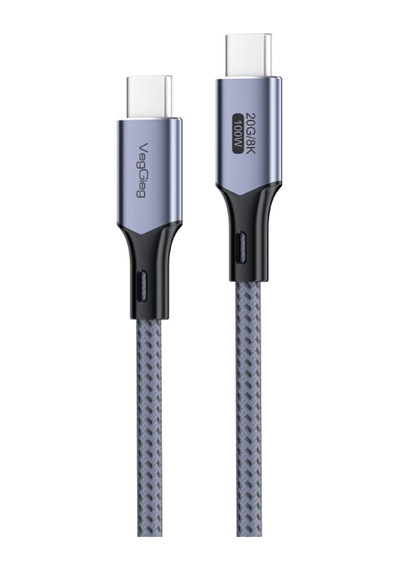 Veggieg 100w 5a Usb3.2 Gen 2 20 Gbps 8k 60hz Type-c Görüntü Şarj Ve Data Kablosu 3 Metre Sku: Smg8690010119582