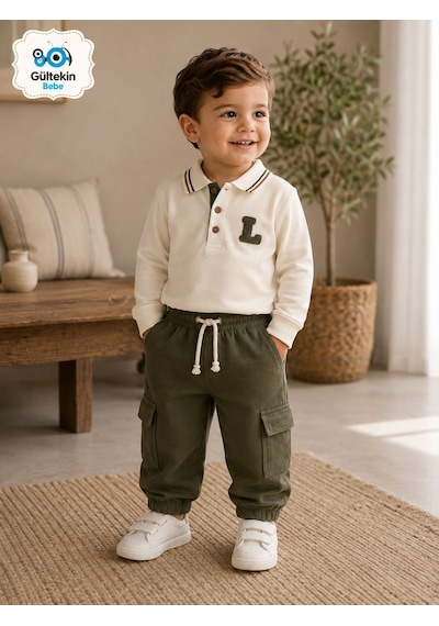 Lucy Baby Polo Yaka Sweatli Erkek İkili Takım 2-5 Yaş -ay2888528 - Haki Yeşil Çok Renkli