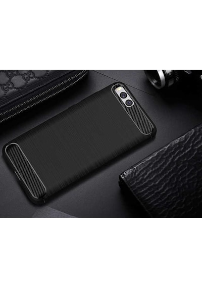 Xiaomi Mi Note 3 Kılıf Karbon Fiber Tasarım Silikon Siyah