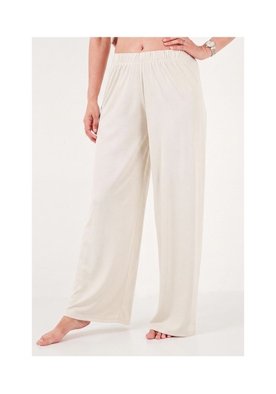 Lela Yumuşak Dokulu Bisiklet Yaka Lastikli Bel Kısa Kollu Pijama Takımı Bayan Pijama Takımı 65720102 Ekru