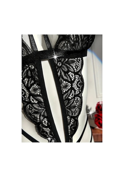 Ang Butik Kadın Siyah Dantel Babydoll