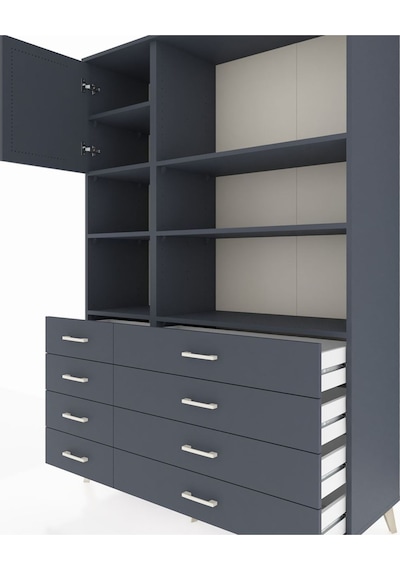 Hyperion Dolap 7 Raflı 8 Çekmeceli Tek Kapaklı 132x44x195 Antrasit-antrasit/antrasit Antrasıt/antrasıt Hyperion Dolap 7 Raflı 8 Çekmeceli Tek Kapaklı 132x44x195 Antrasit-antrasit/antrasit Antrasıt/antrasıt