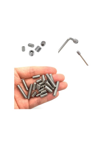 Setskur Civata M6x6 Mm 20 Adet Vidalı Pim Paslanmaz Çelik İnox 916 A2 Kalite Konik Uçlu İçten Altıgen Vida 6 X 6 X 6 Milimetre