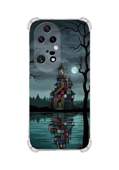 Printify Huawei P50pro İle Uyumlu Simya Serisi Gölge Ve Cam Tasarımlı Uv Baskılı Köşe Korumalı Antişok Kılıf Şeffaf