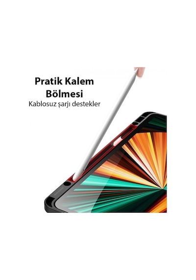 Coofbe Kalem Yerli Standlı Şeffaf Arka Kapak Apple Uyumlu iPad  Pro 11 Kılıf Tablet Kılıfı Manyetik 2022-2021-2020-2018