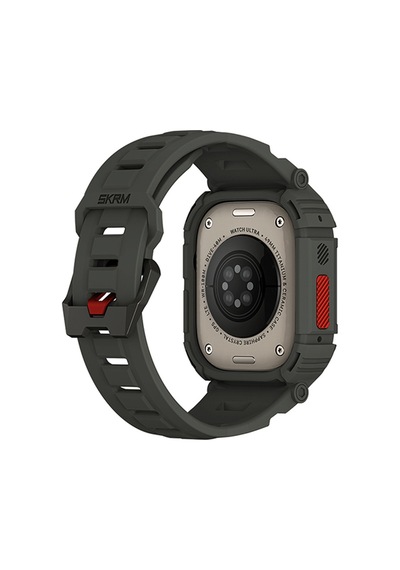 Watch Ultra 49mm Uyumlu 2in1 Tpu Kasa Koruyuculu Silikon Kordon Skinarma Mecha Yeşil