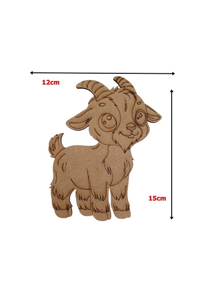 Boyanabilir Ahşap Keçi Figürü 15x12 Cm 10 Adet