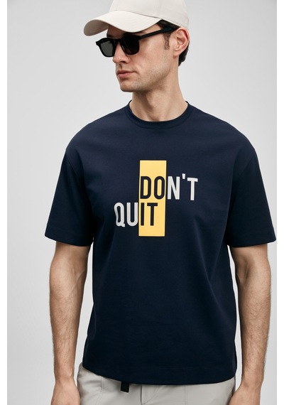 Lufian Carl Modern Grafik T- Shirt Lacivert Lacivert 111020285100200