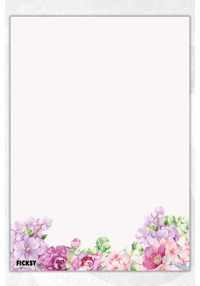 A5 Çiçek Bloknot Çizgisiz Defter - 50 Yaprak - Memopad - Notepad - Not Defteri - Not Kağıdı - 1257 Çok Renkli