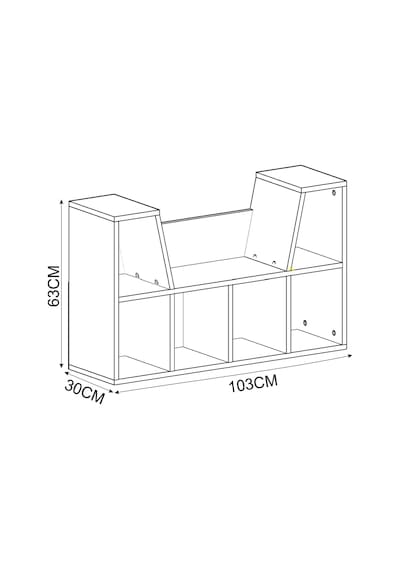 Livora Minderli Kitaplık - Oturma Alanlı 103 Cm Minimalist Tasarım Ceviz