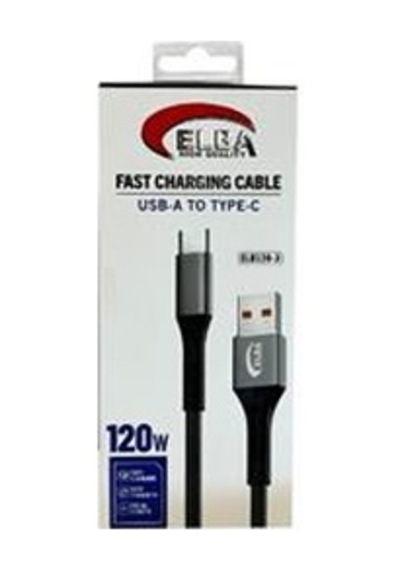 Elba Elb120-3 120w Usbc Type-c To Usb 1mt Siyah Örgülü Şarj Kablosu Data Veri