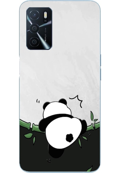 Oppo A16 Uyumlu Bambuya Çıkan Panda Baskılı Silikon Kılıf Renkli