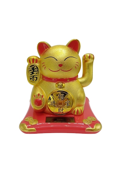 Maneki Neko El Sallayan Şans Kedisi Gold Solar Güneş Enerjili 10x10cm No5gld