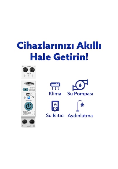 Tomzn Akıllı Kaçak Akım ve Voltaj Akım Koruma Rölesi 63A Wifi Özellikli Smartlife