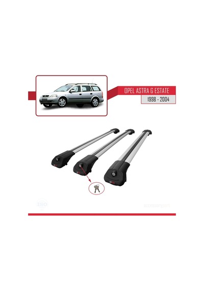 Opel Astra G Sw 1998-2004 Arası İle Uyumlu Ace-1 Ara Atkı Tavan Barı Gri 3 Adet Bar