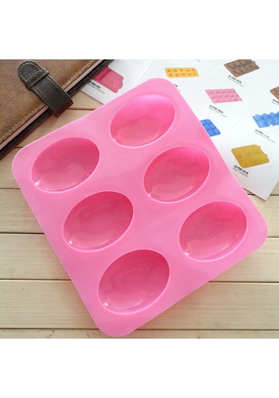 6 Yuvalar 3d Oval Şekar Silikon Sabun Kalıp El Yapımı Jöle Maker Kek Kalıp Aracı Çok Renkli
