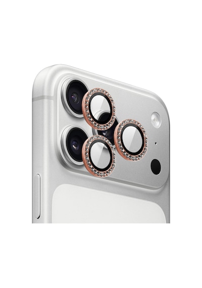 Apple iPhone Uyumlu 17 Pro / Apple iPhone Uyumlu 17 Pro Max İçin Ipg Prolens Kamera Lens Koruyucu Elmas Taş Çerçeveli, Kırılmaz Cam Turuncu