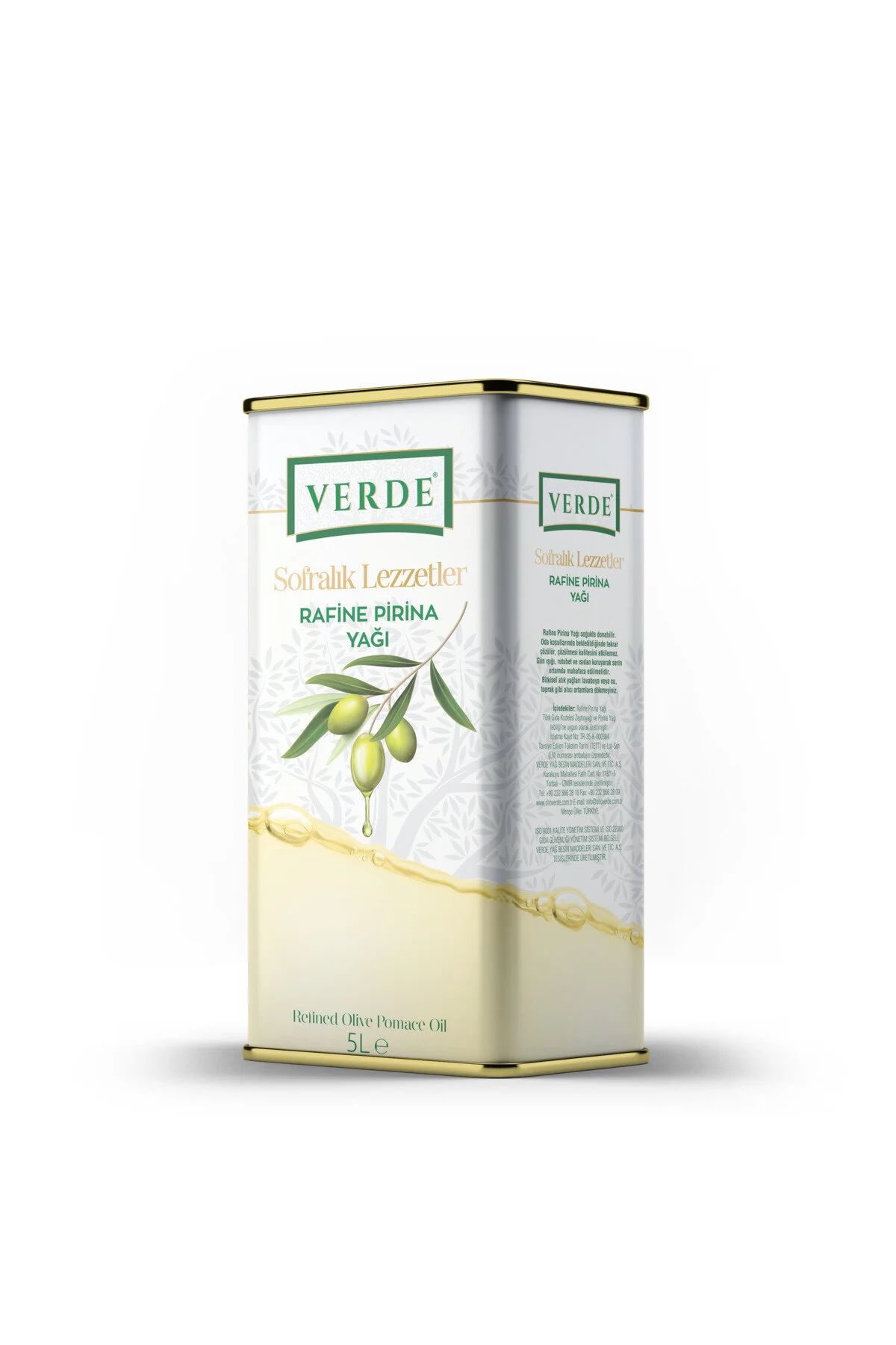 Verde Sofralık Lezzetler Rafine Pirina Yağı Teneke 5 L