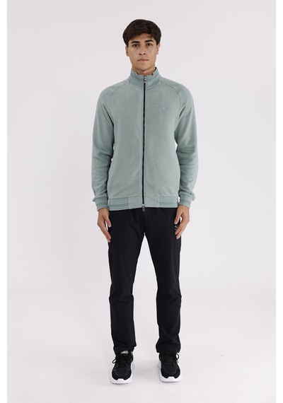 Rowinger Polo Yaka Rahat Kalıp Selanik Yapıda Mevsimlik Spor Görünümlü Sweatshirt Çağla