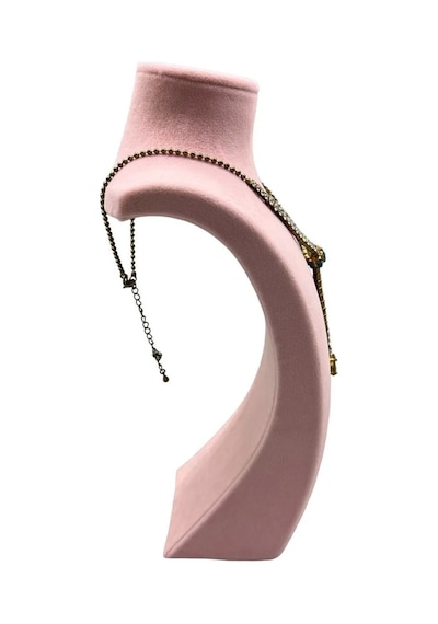 Süet Kumaş Pembe Renk 25/12 Cm Kolye Gerdanlık Zincir Takı Sergileme Mankeni Çok Renkli