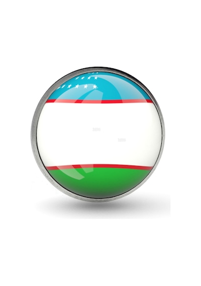 Özbekistan Uzbekistan Bayrak Rozeti - Paslanmaz Çelik Yuvarlak Yaka Rozeti Çok Renkli