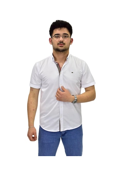 Erkek Spor Silim Fit Kısa Kol Gömlek Bgl-st04480 Beyaz