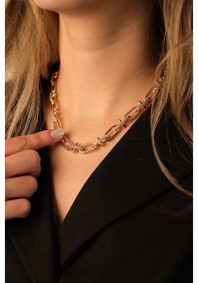 Çildan Womens Zirkon Taşlı Gold Zincir Kolye Altın