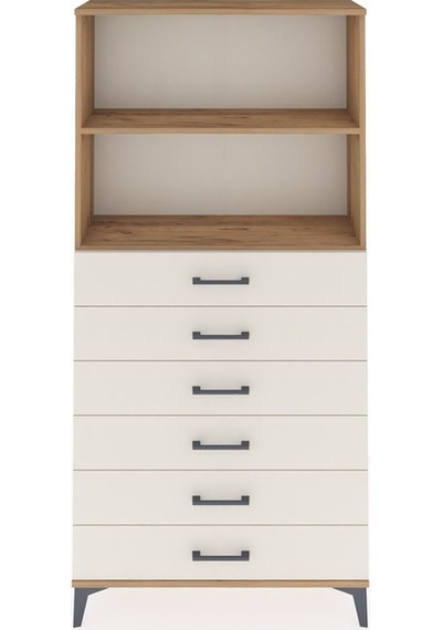 Arges Dolap 2 Raflı 6 Çekmeceli 88x30x182 Çam-aytaşı Atlas Çam