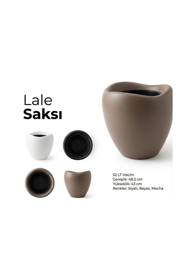 Omnipazar So-lle Lale Saksı Dekoratif Modern Plastik İç Kovalı 52 Litre Mocha