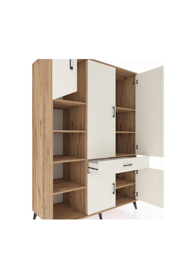 Kronos Dolap 8 Raflı Tek Çekmeceli 5 Kapaklı 132x59x195 Çam-a... Çam