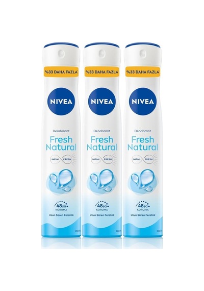 Tr Kadın Sprey Deodorant Fresh Natural Ter Kokusuna Karşı 48 Saat Deodorant Koruması 200mlx3adet