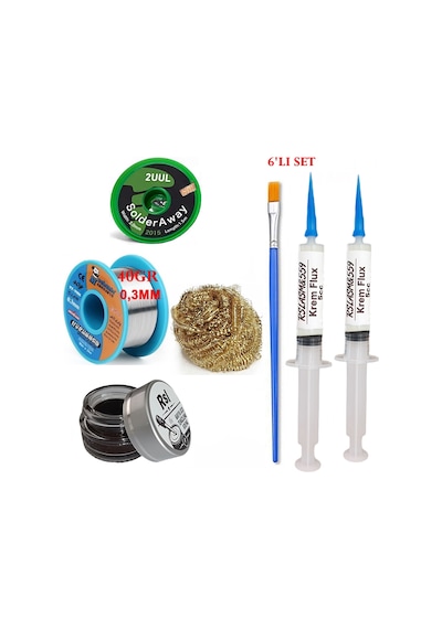 Mechanic Lehim Teli 0,3mm 40gr Havya Uc Temizleyici Rslasm Flux Ve 2uul-2015 Lehim Emme Teli Seti1 St06