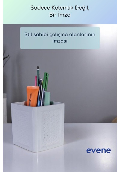 Kalemlik Masa Kalemliği Organizer Kalemlik Beyaz Renk Model 86 Çok Renkli