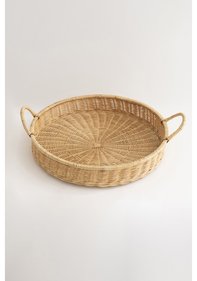 Meander Doğal Rattan Kulplu Tepsi 35x5x10 Cm 4582 L