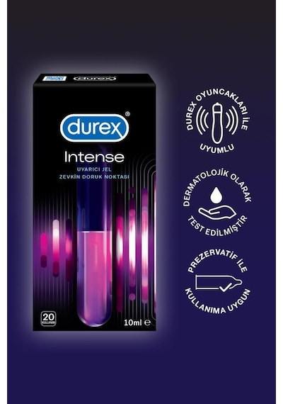 Durex Intense Uyarıcı Jelli ve Tırtıklı Prezervatif 2 x 20'li + Uyarıcı Jel 20'li
