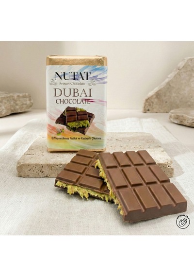 Nutat - El Yapımı Dubai Çikolatası Antep Fıstıklı & Kadayıflı 100 Gr.