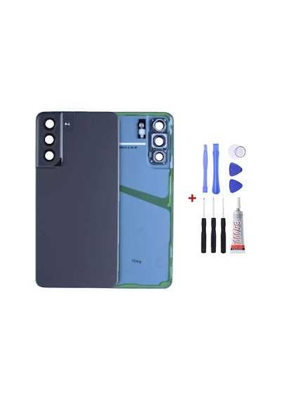 Samsung S21 Fe Mavi Uyumlu Arka Cam Kapak Pil Kapağı Tamir Set B7000 Set Mavi