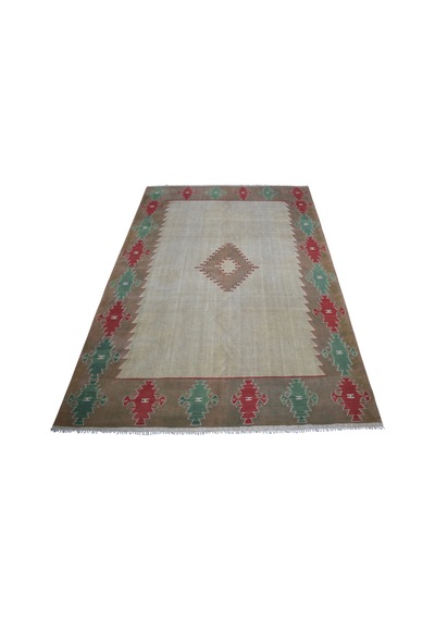 Zehra Abla Halı Vintage El Dokuma Şaheser Balıkesir Yün Kilim 7483 Çok Renkli