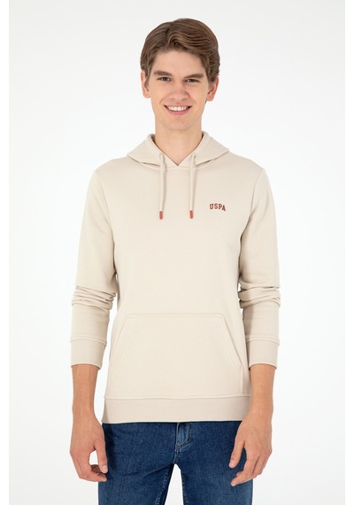 U.S. Polo Assn. Erkek Kapüşonlu Taş Basic Şardonlu Sweatshirt 50295176-VR049