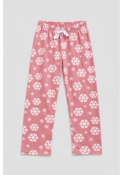Markapia Kadın Kar Tanesi Desenli Polar Pijama Altı PEMBE