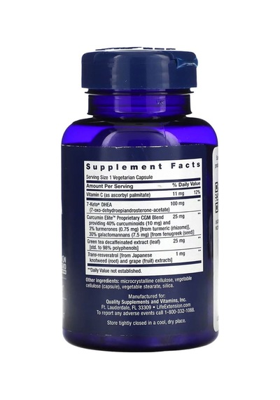 Life Extension, 7-keto Dhea Metabolite, 100 Mg, 60 Vegetarian...