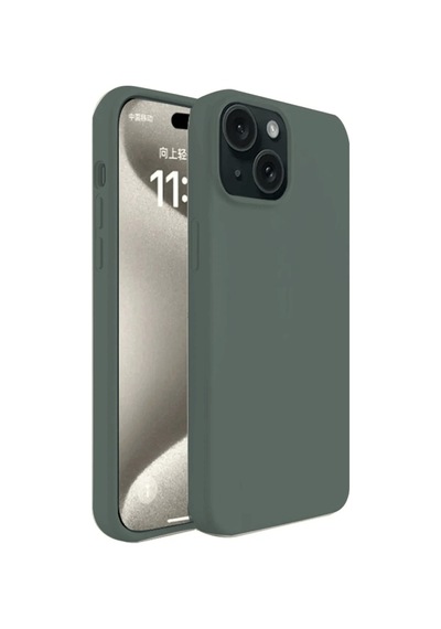 Apple iPhone Uyumlu   15 Kılıf First Silikon - Koyu Yeşil