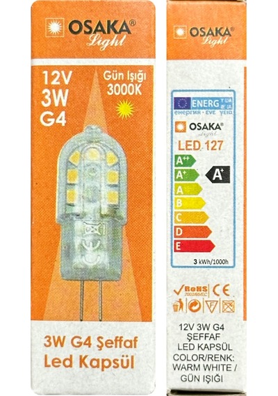 4 Adet Osaka 12volt 3w Sarı Işık 3000k G4 Duylu Led Kapsül Ampul