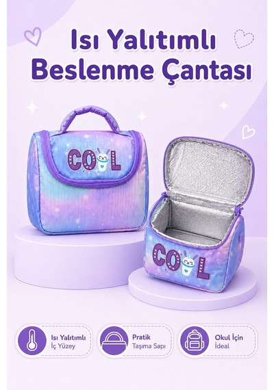 Yeni Sezon Co L Model 3 Lü İlkokul Çanta Seti Sırt Çantası + Beslenme Çantası + Kalemlik Mor