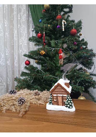 Bibilo Dekoratif Ev Temalı Ortası Boşluk Yukarı Akış Ev Tütsülük