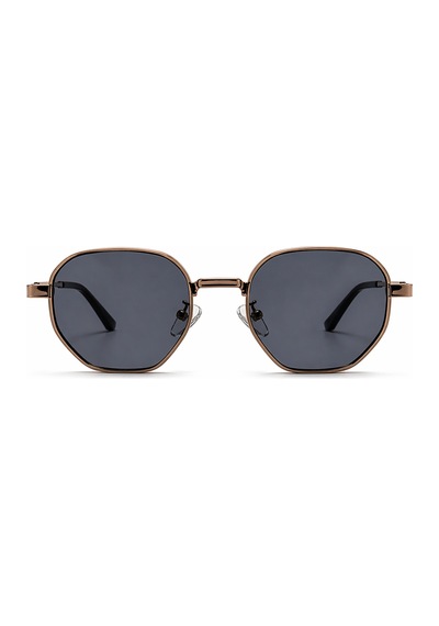 Lipento Gold Metal Çerçeveli Siyah Camlı Geometrik Unisex Vintage Retro Güneş Gözlüğü Altın