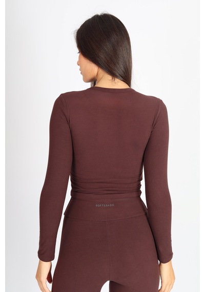 Soft&Basic Uzun Kollu Bisiklet Yaka Kahverengi Body Kahverengi